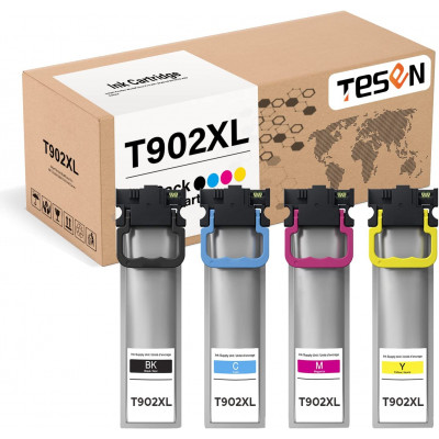 TESEN Remanufactured T902XL Ink Cartridge Replacement for Epson T902 XL 902XL 4 PACK